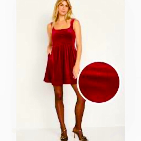 Old Navy Dresses & Skirts - Old Navy Fit and Flare Burgundy Velvet Cami Mini dress XL